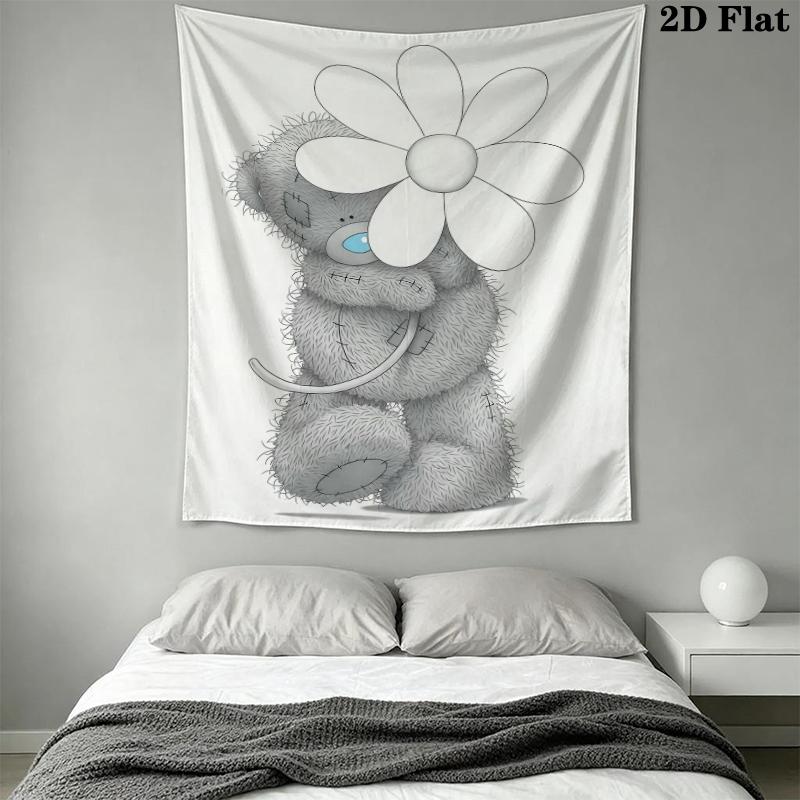 Tatty Teddy Wall Tapestry Aesthetic Wall Hanging Printed Fabric Blanket Decorative Tapestries for Bedroom Living Room Home Decor