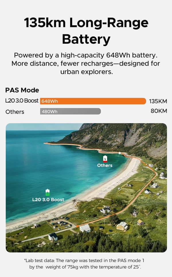 ENGWE L20 3.0 Boost Electric Bike, 250W Motor, 120km Range, 20" Fat Tires, Full Suspension, Shimano 7-Speed, Fast 2H Charge, Torque Sensor