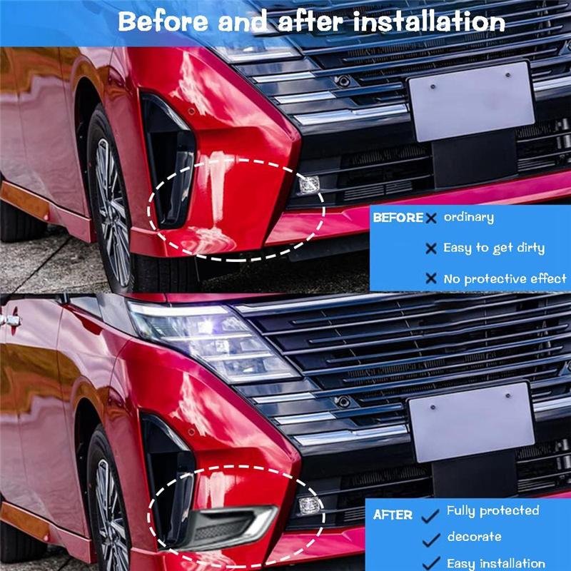 2PCS Front Bumper Fog Light Cover Air Inlet Decoration Frame Trim Accessories Replacement Parts For Nissan SERENA C28