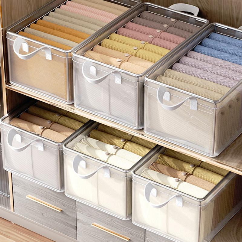 Главная Шкаф Органайзеры для одежды Нижнее белье Брюки Носки Прозрачный ящик для хранения Вместительная многослойная коробка для отделки одежды