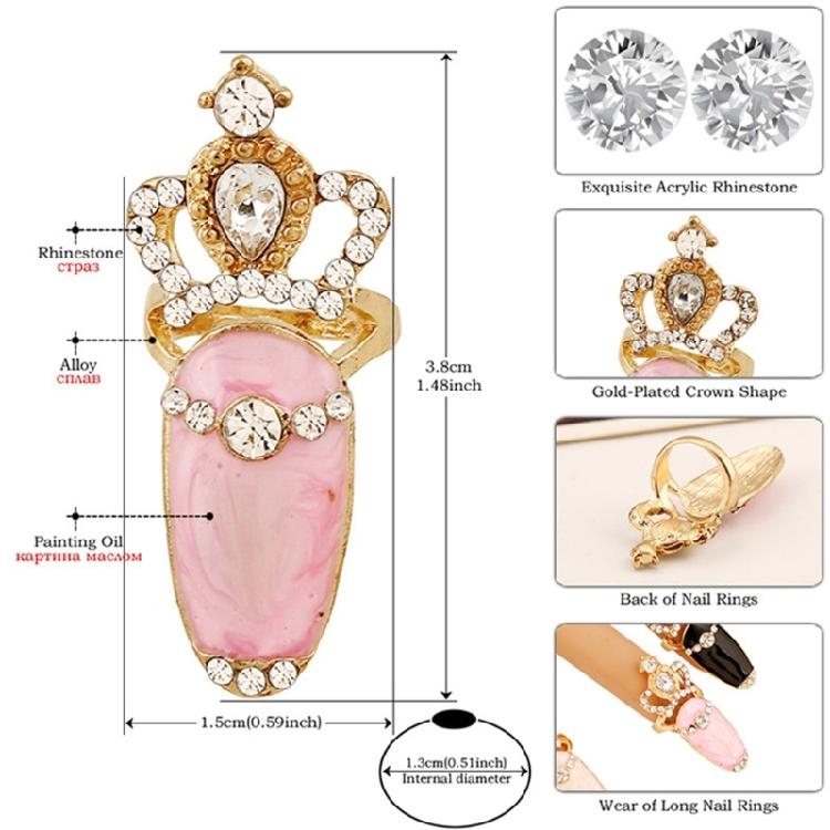 Набор из 4 изящных панк-колец-когтей, украшенных стразами, готические аксессуары для ногтей, косплей-украшения для косплея