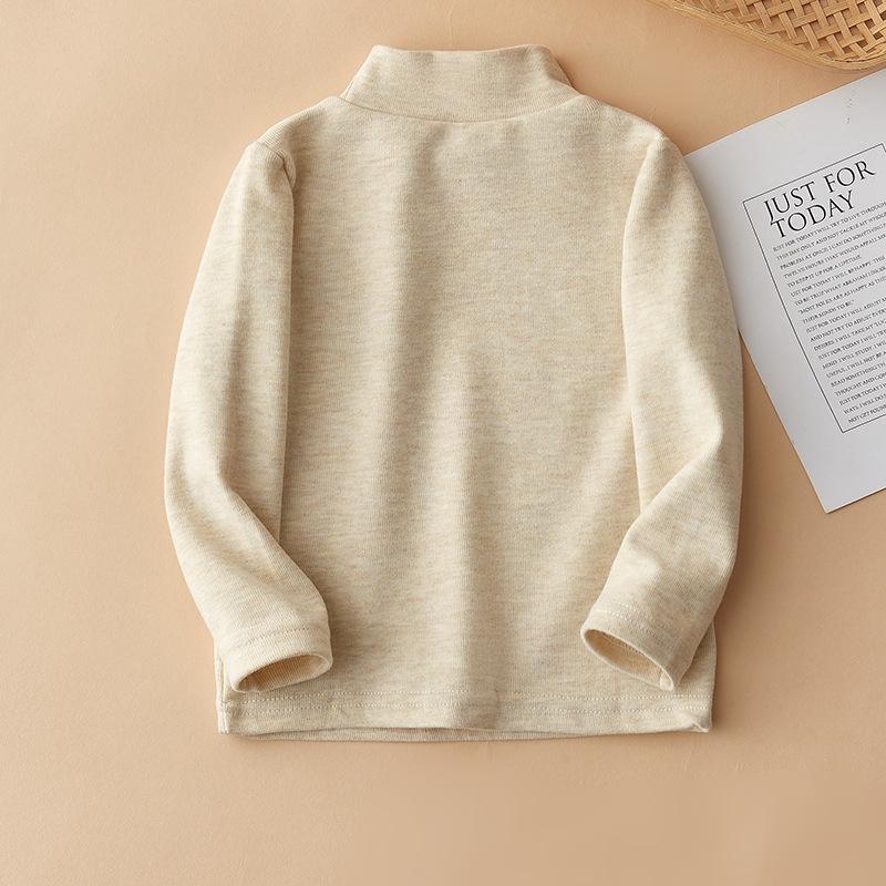 Футболка для малышей и девочек, утепленная, для мальчиков и девочек, топ с маленьким медвежонком, однотонный, с длинными рукавами, принцесса, зима-осень