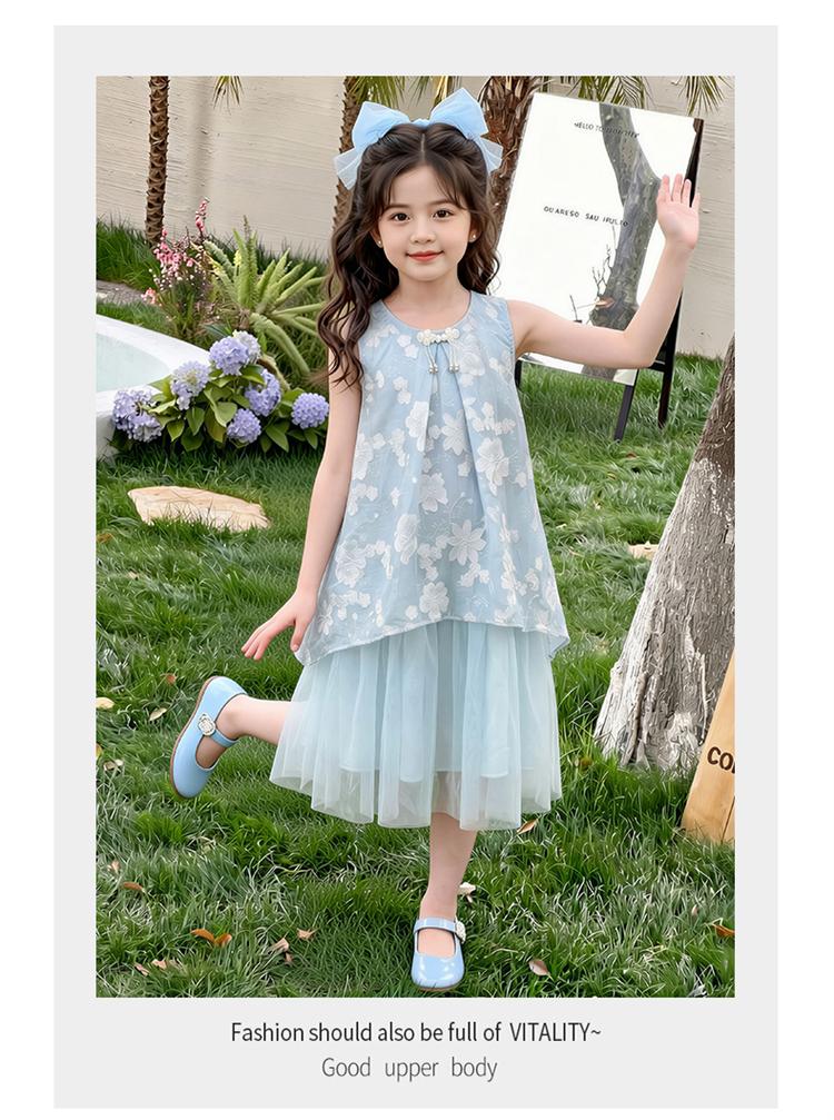 Girls' Summer Vacation Two-Piece Dress