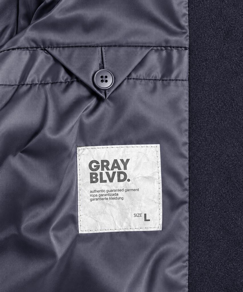 GRAYBLVD Лоуэлл Шерстяной Смешанный Однобортный Длинный Пальто (военно-морской флот)
