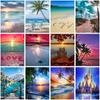 5D Diy Tree Diamond Painting Sunset Landscape Beach Round Full Diamond Mosaic Embroidery Cross Stitch Kit Household Goods Gifts