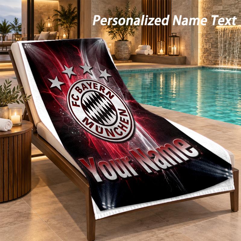 Custom Text Bayern Munich Print Beach Towel Large Towel For Home Bathroom Beach