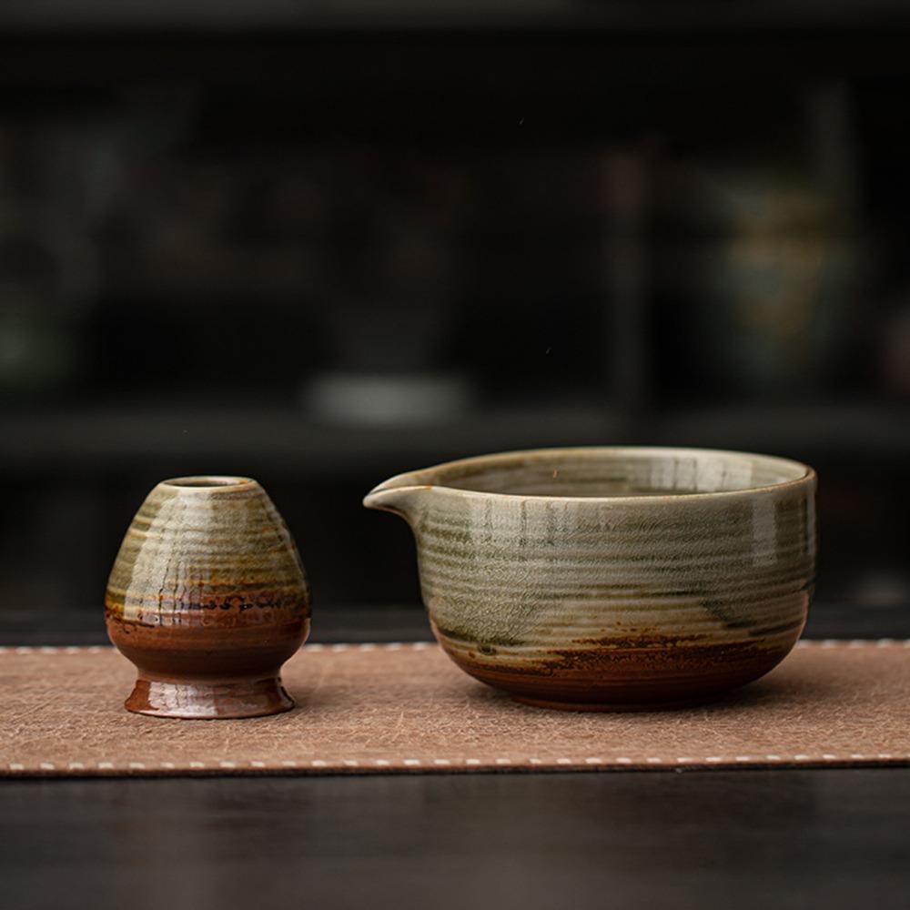 2PCS Ceramic Matcha Holder Japanese Matcha Whisk Stand Holder Traditional Matcha Brewing Cup Gifts