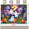 Two-dimensional plane design, a two-dimensional banner with polyester background fabric, three ghosts wearing witch hats