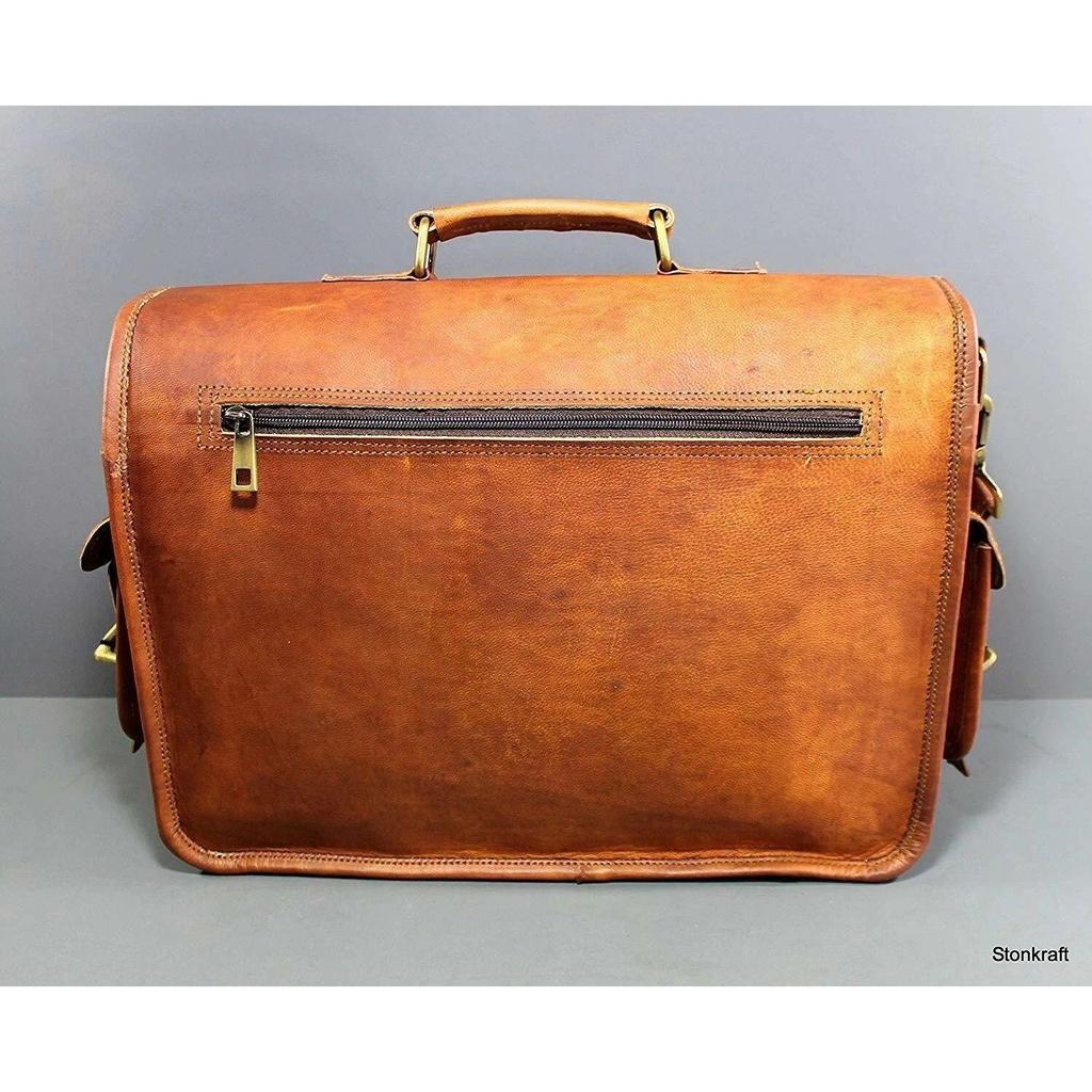 Сумка Кожаная Винтажная Мессенджер Через Плечо для Ноутбука Мужская Натуральная Мужская Коричневый Портфель