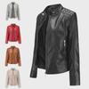 2020 Spring/Autumn Women's Large-Size Stand-Up Collar PU Leather Jacket