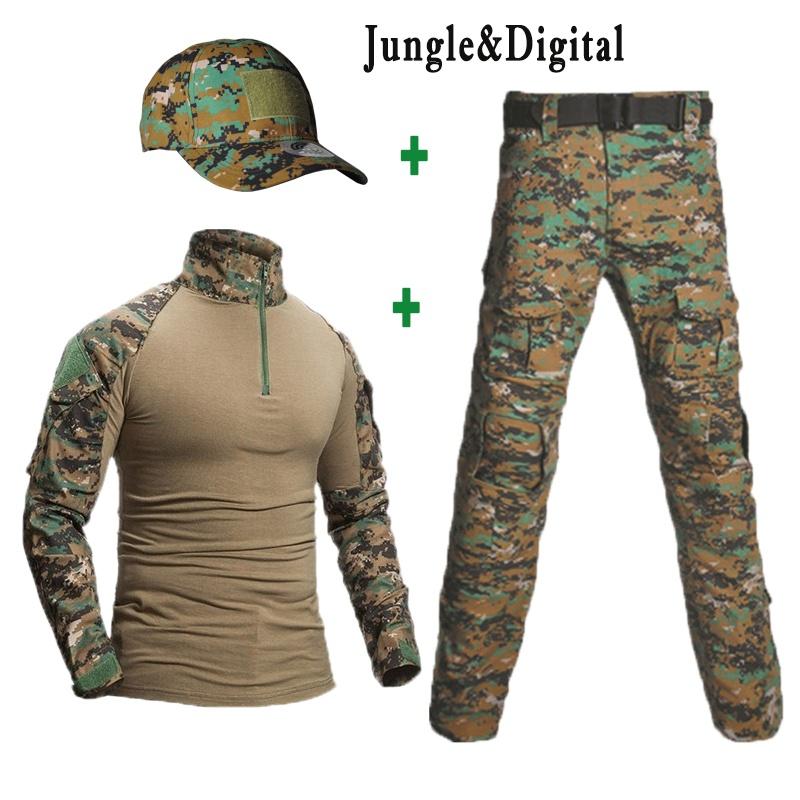 Камуфляжная униформа, костюм для мужчин, рубашка армии США + брюки-карго с шляпой