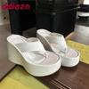 Fashion Platform Fashion Round Toe Women Wedges Slippers Thick Soled Ladies Wedges Slippers Shoes Sandals Female Slides Flip Flops
