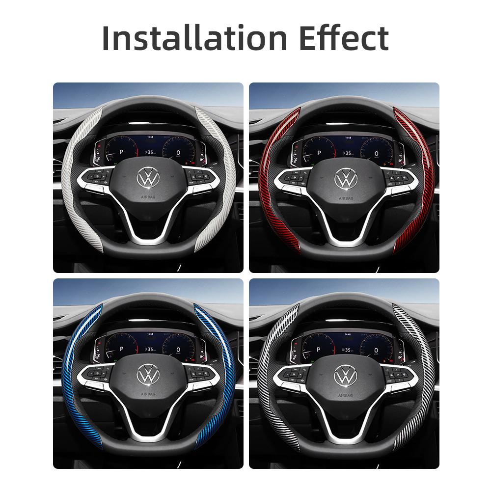 vcxja9 Suitable for Volkswagen Carbon Fiber Texture Steering Wheel Cover with Segmented Quick-Release Design, Durable, for Tiguan Golf T-Roc Polo 