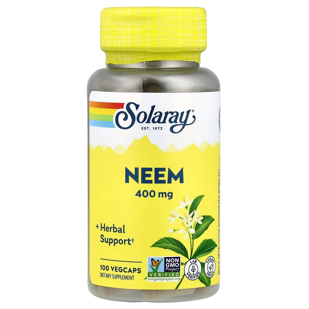Solaray Indian Neem 400mg Veggie Capsules, 100 Count