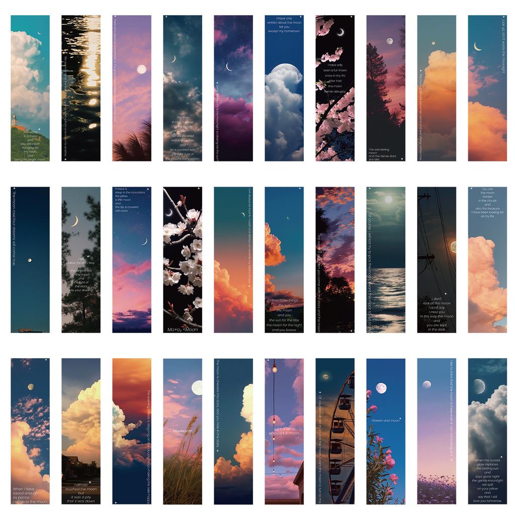 30pcs/set Ins Landscape Character Bookmark Creative Handbook DIY Abstract Paper Cards for Students Teacher's Day Gift