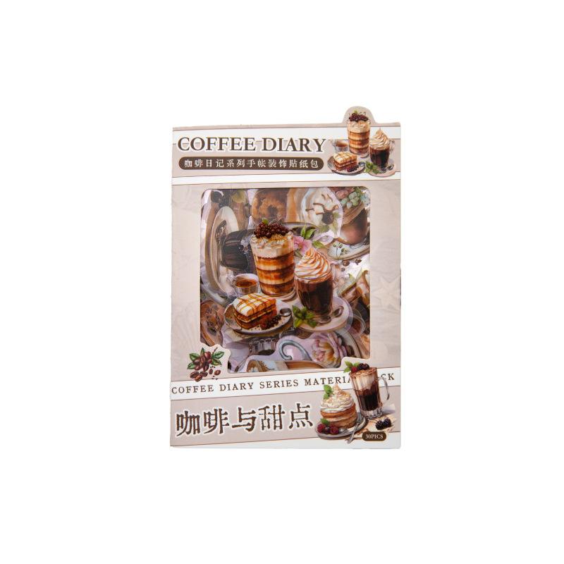 30 pcs Vintage gourmet coffee theme Sticker pack hand tent diy decorative stickers DIY Scrapbooking material