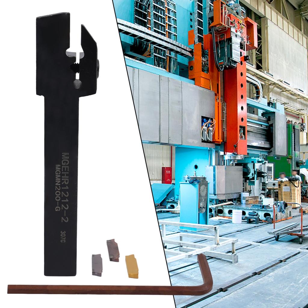 3Pcs MGMN200 Carbide Insert + MGEHR1212-2(Right) CNC Lathe Grooving Tool Holder