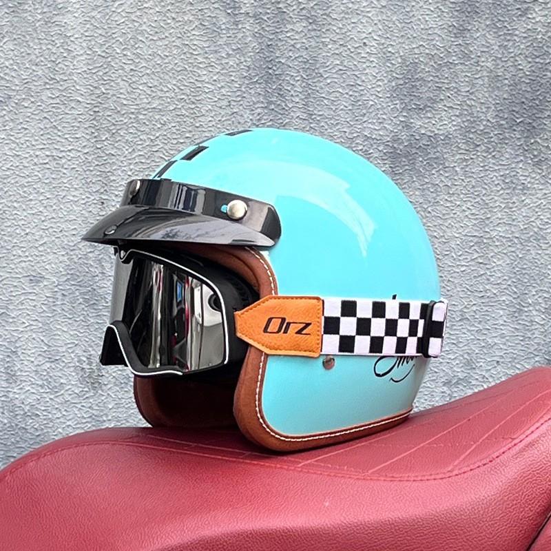 Vintage Style 3/4 Open Face Motorcycle Helmet With Visor ABS Certified Men Women All Season Use