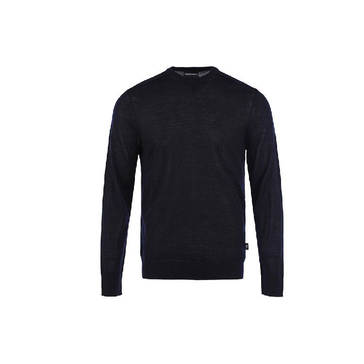 Emporio Armani Свитшот мужской вязаный с круглым вырезом, однотонный, с длинным рукавом, SS21, Черный, 8N1MUV-1MJWZ-0999