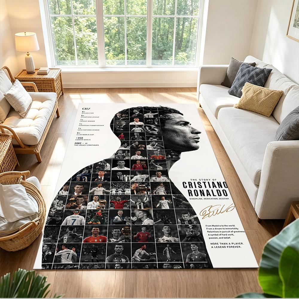 Cristiano Ronaldo Floor Rug Office Rug Perfect for Playrooms Balcony Kitchen Foyer Anti-slip Rug Anime Office Decor Best for Christmas