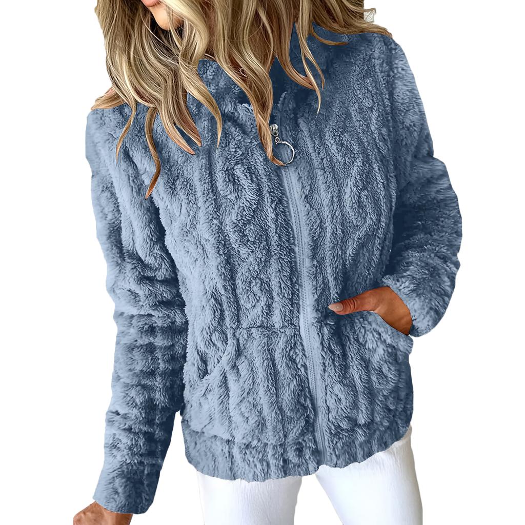 Women's Casual Fleece Lined Hooded Zip Up Sweatshirt Soft Warm Long Sleeve Pullover With Front Pockets