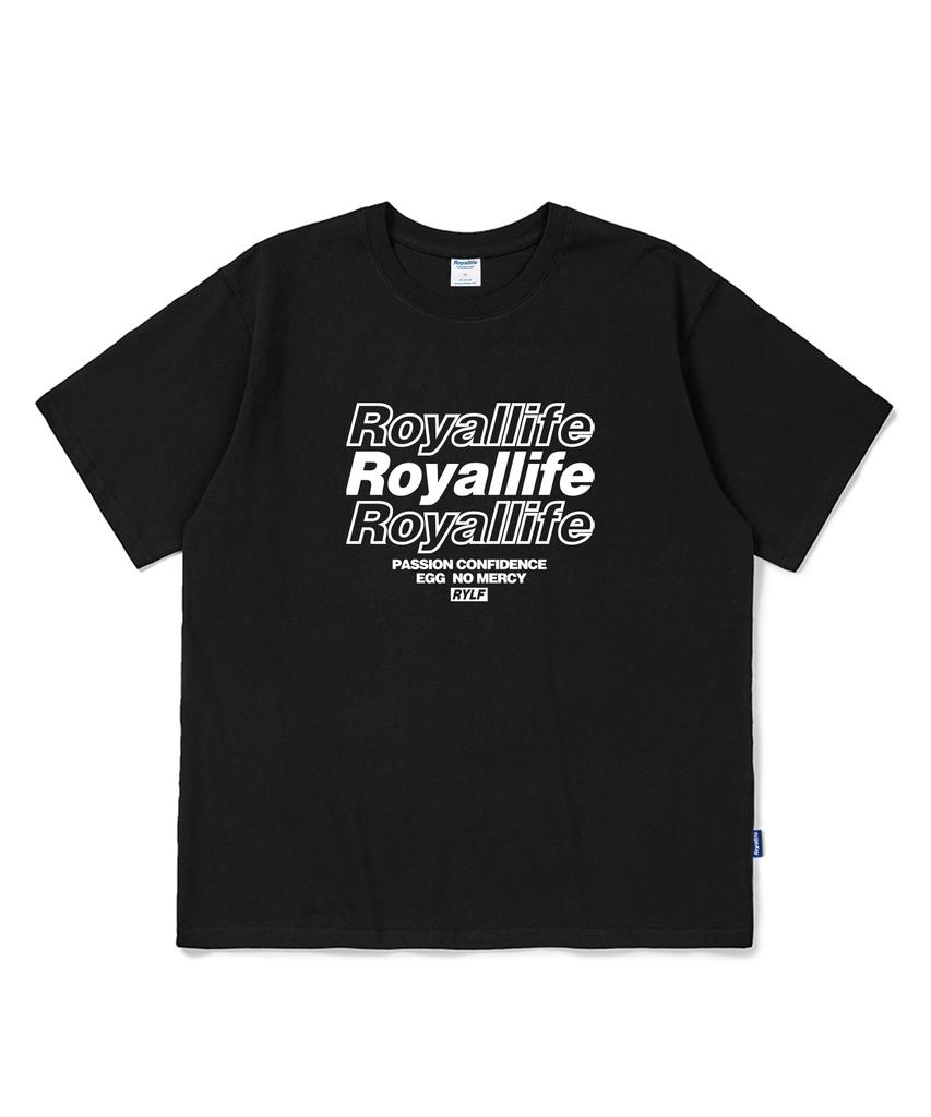 Короткая футболка оверсайз ROYALLIFE с множеством логотипов (Футболка с несколькими логотипами Rl229) черный