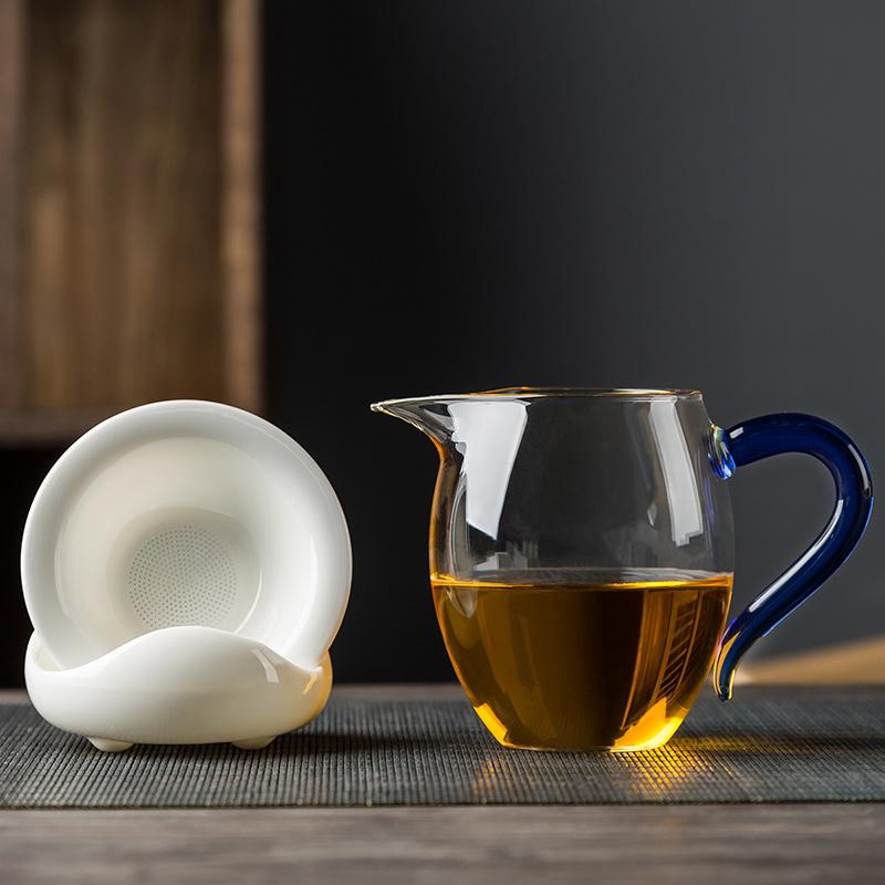 Белый Фарфоровый Круглый Фильтр-Сито для Чая, Современная Простота Бытовой Керамический Разделитель Воды и Чая, Креативный Стеклянный Стакан, Посуда для Чая