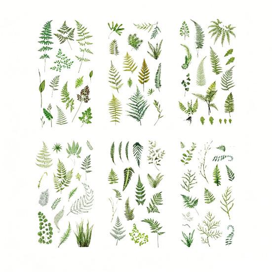 Floral Scrapbook Supplies 6 Sheets/Set Natural Flower Stickers, Waterproof PVC Plants Decals, Plant Decals Transparent Decorative Stickers for