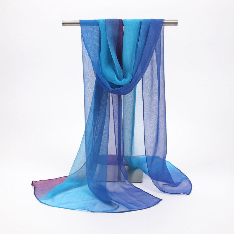 Silk Scarf For Women In Summer Fashionable Shawl Thin And Versatile Spring And Autumn Sand Scarf Long Chiffon Small Strip Scarf