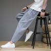 Весенние мужские однотонные свободные брюки из хлопка и льна в китайском стиле с девятью точками, модные повседневные спортивные брюки