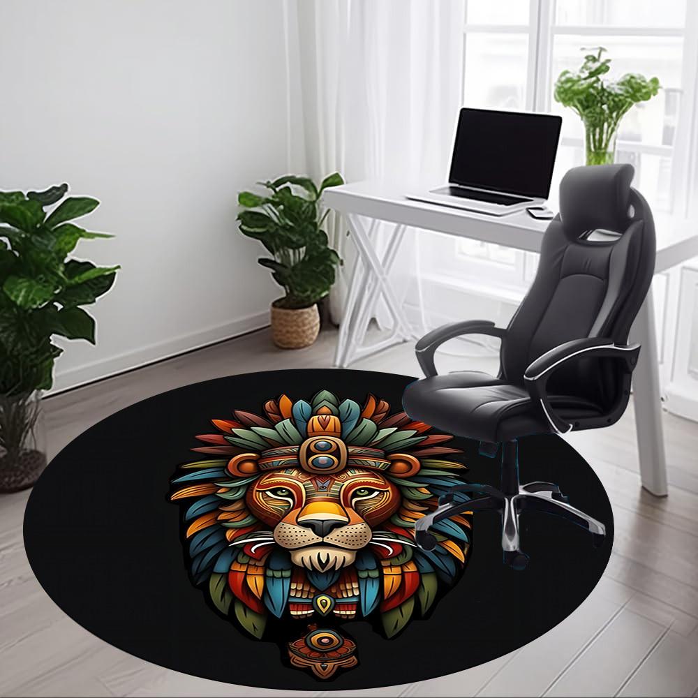 1pc Lion Feather Office Round Area Rug, Under Office Chairs Bedroom Living Room Home Decor, Room Deco, Available in Various Sizes