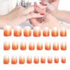 Gradient Orange False Nail Stickers Short Style 24 Pcs Ins Popular Brand Simple Style