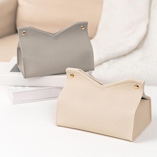 Tissue Box, Easy Open Waterproof PVC Leather Design, Simple Style Durable Anti-Crack Tissue Dispenser for Home Car Use