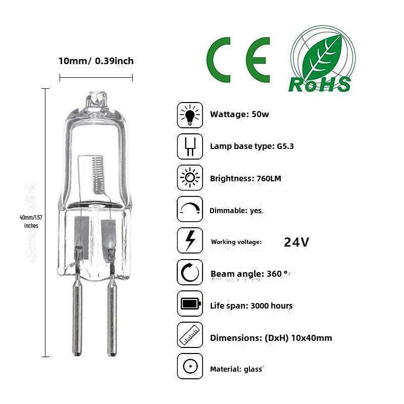 Галогенные лампы G4/G5.3 для ароматерапевтических ламп, 220 В/12 В, 20 Вт/35 Вт, двухконтактная хрустальная лампочка