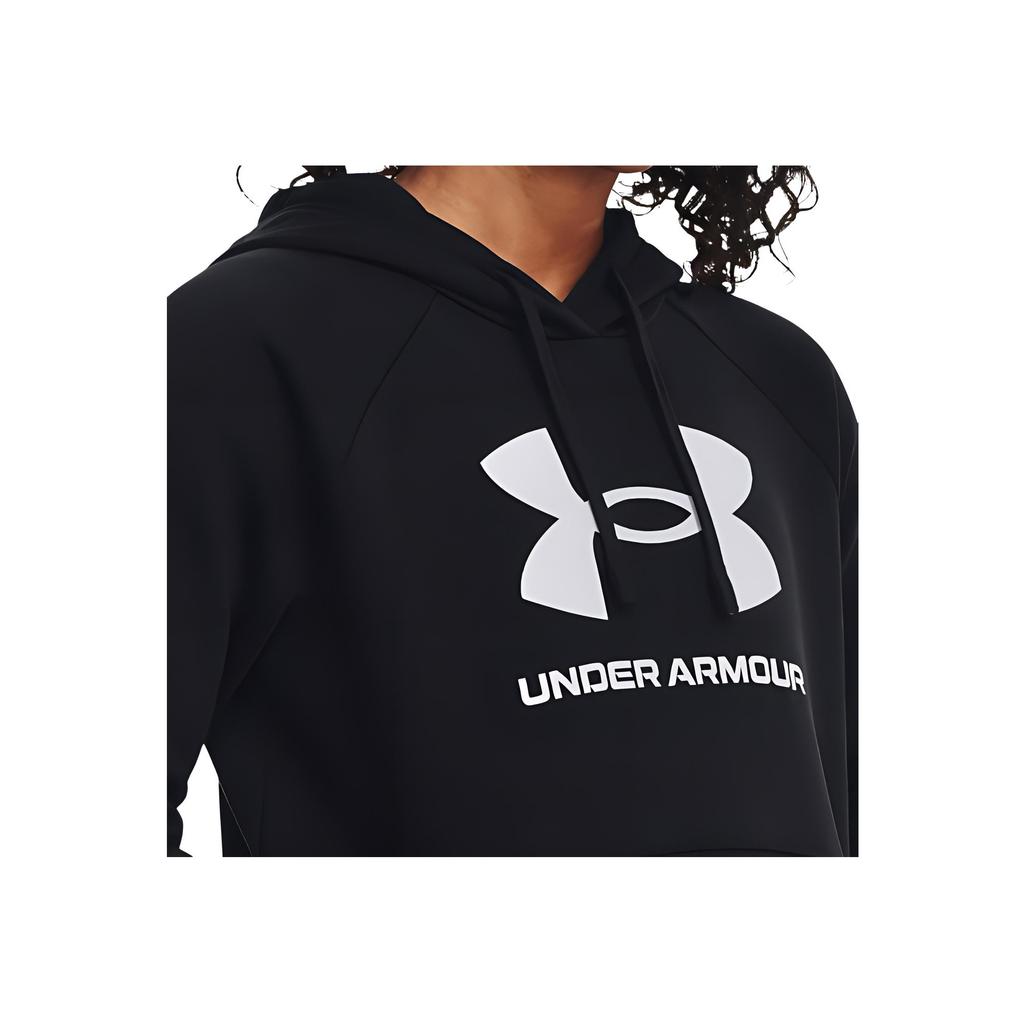 Under Armour Женский свитшот UA Rival с капюшоном из флиса с принтом букв, с длинным рукавом, черный 1379501-001