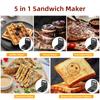 Электрическая сэндвич-машина для завтрака 5 в 1 с набором из 5 съемных двусторонних антипригарных пластин