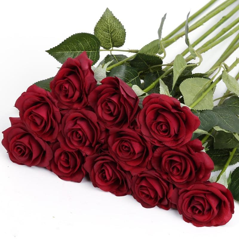 12 шт. искусственных шелковых роз, искусственные цветы, розы, цветы, цветочная композиция, букет для дома, свадьбы, вечеринки, сада, свадебного украшения