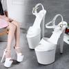 Мода 20 см Европейская Осень Внешняя Торговля Ночной Клуб Секс Женская Обувь Водонепроницаемая Платформа Римские Босоножки с Рыбьим Носком Леди Супер Высокий Каблук