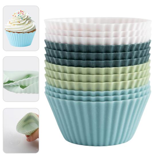 24 шт. Силиконовая форма для торта Гибкая Легко моется Цвета Моранди Многофункциональные формы для выпечки маффинов, вафель, пудингов