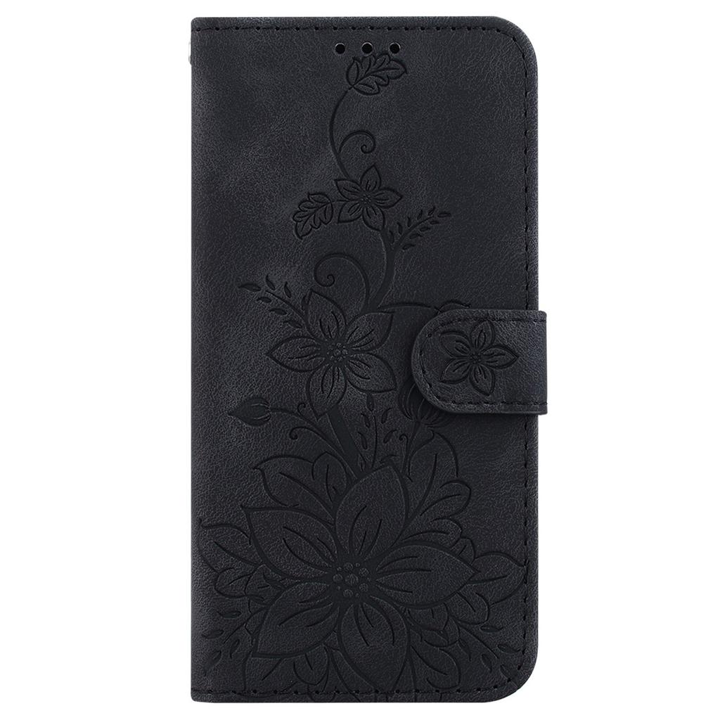 For iPhone 16 Wallet Case PU Leather Phone Cover Flower Imprinted