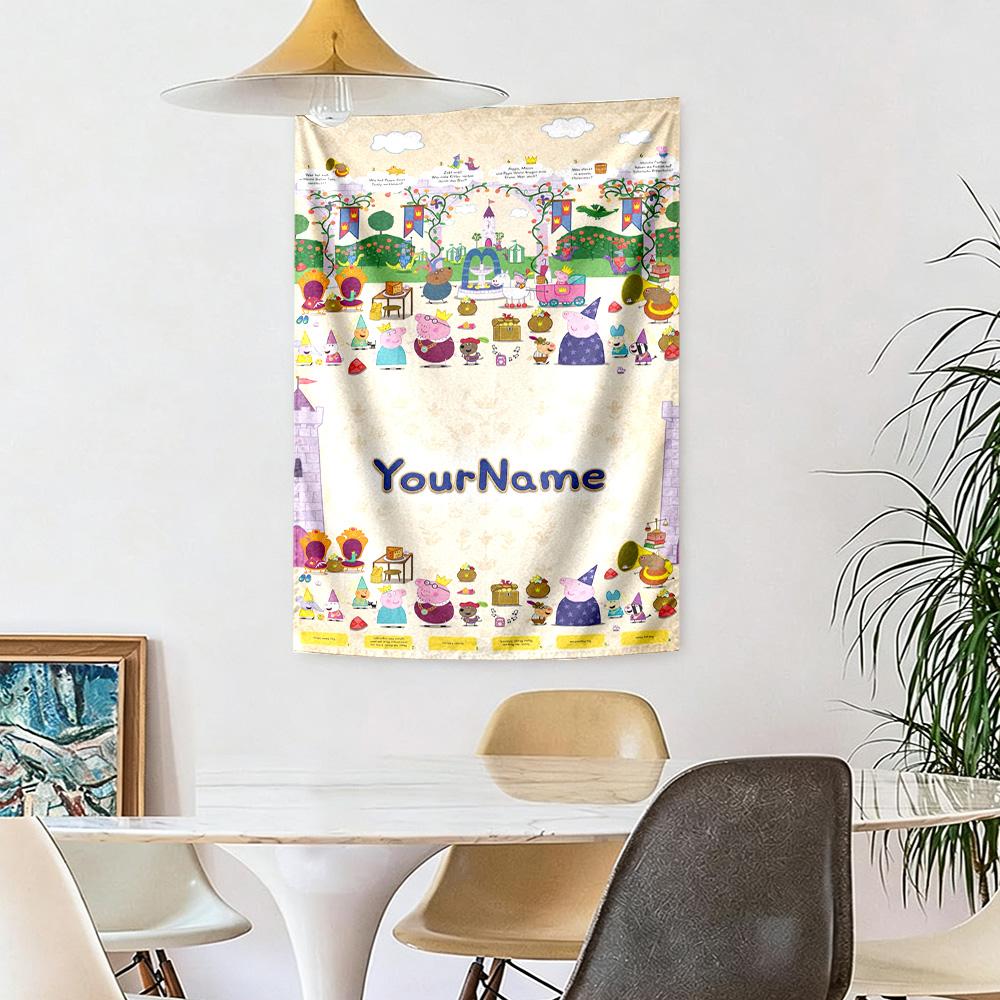 Peppa Pig Custom Your Name Wall Decor Tapestry Art For Pet Memorial Birthdaywedding Party Backdrop Family Gift