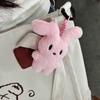 Cartoon Plush Keyring Soft Cute Pink Rabbit Doll Keychain Backpack Car Key Hanging Pendant Ornaments For Children Girls Gift