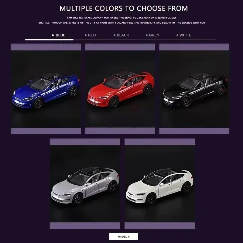 1:24 Миниатюры Tesla Model S Симуляция Сплав Металл Литье под Давлением Модель Автомобиля Звук и Свет Автомобиль Игрушки для Детей Подарки для Парня C270