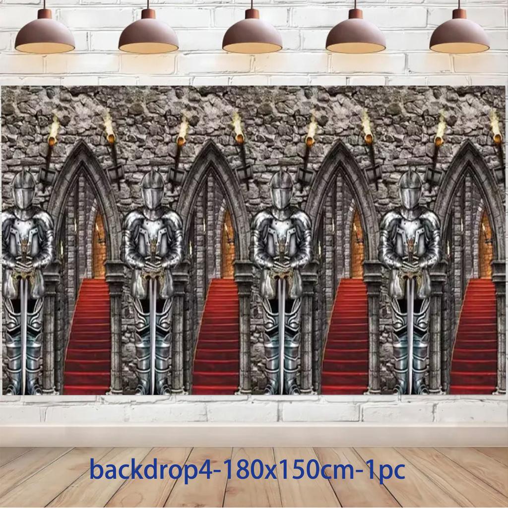 Middle Ages Armored Knight Theme Children's Birthday Party Decoration Supplies Tableware Backdrop Plate Banner Baby Shower Gifts