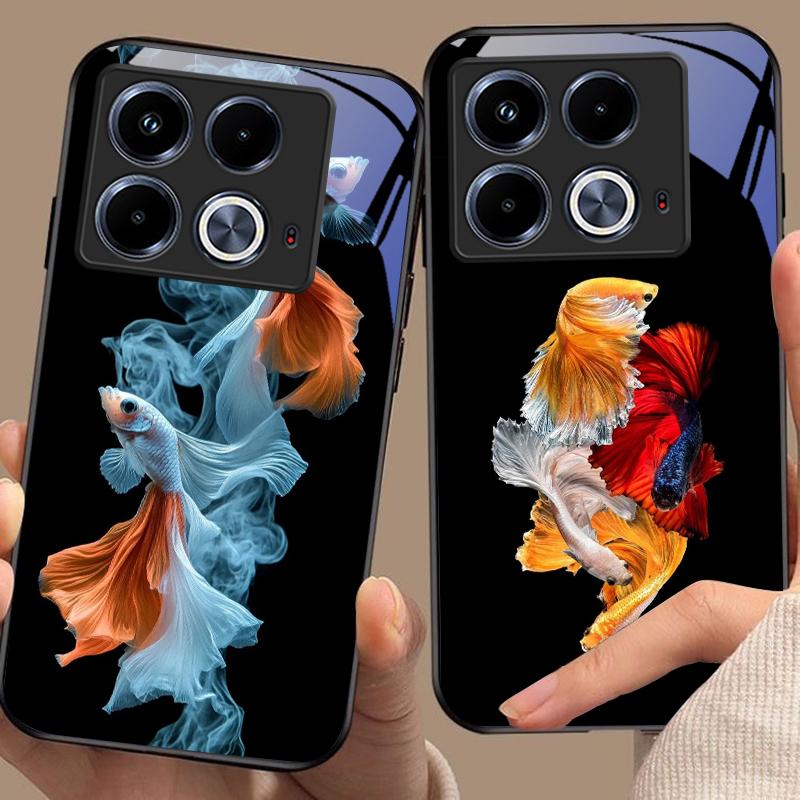 Красочный Милый Рыбка Для Infinix Note 40 4G 30i 12 96 Smart 8 Hot 9 Play 10 11S 12 20i 50 Pro Plus 5G Чехол для телефона из закаленного стекла