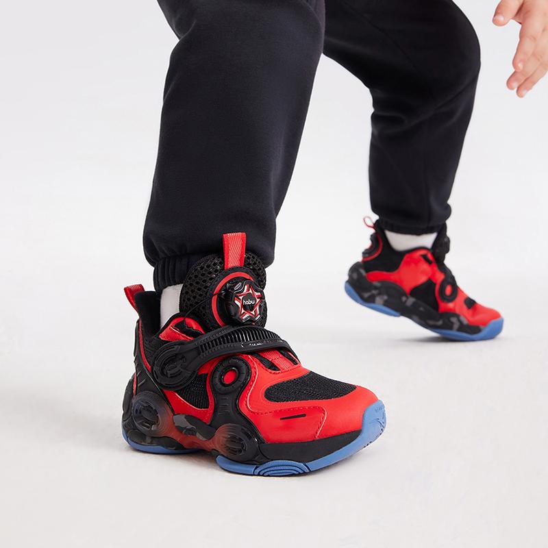 Anta Детские асимметричные удобные нескользящие амортизирующие износостойкие баскетбольные кроссовки средней высоты детские кроссовки красные черные 312319953-2