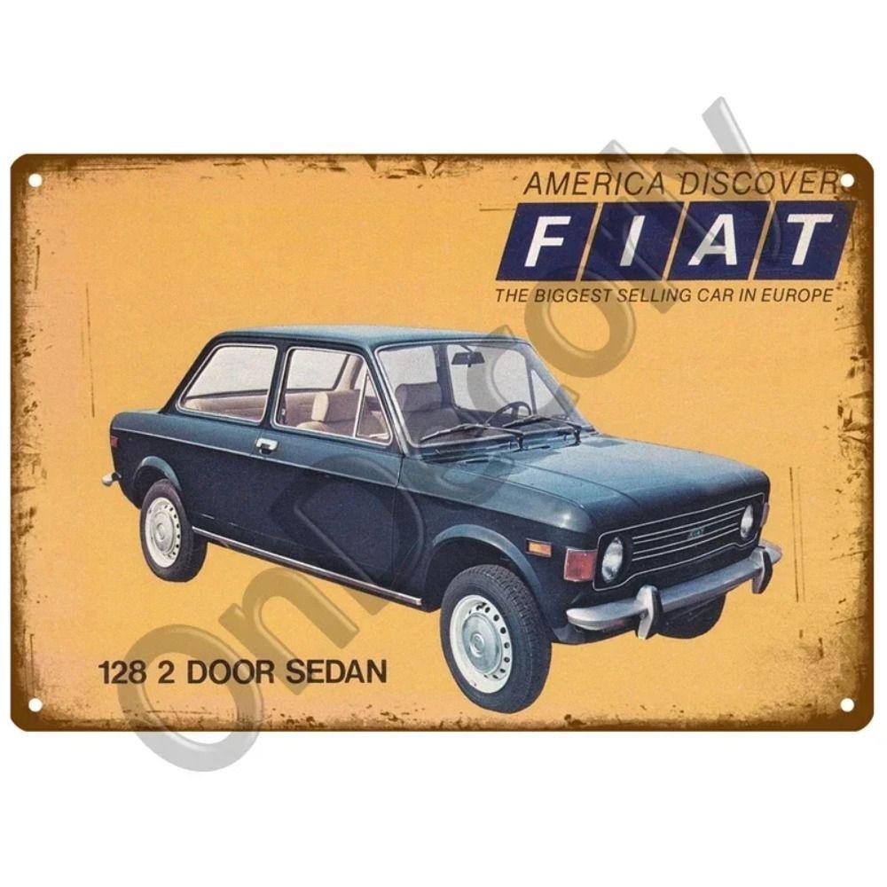 Металлическая вывеска для гаража FIAT, Настенный декор с логотипом автобренда 20x30см