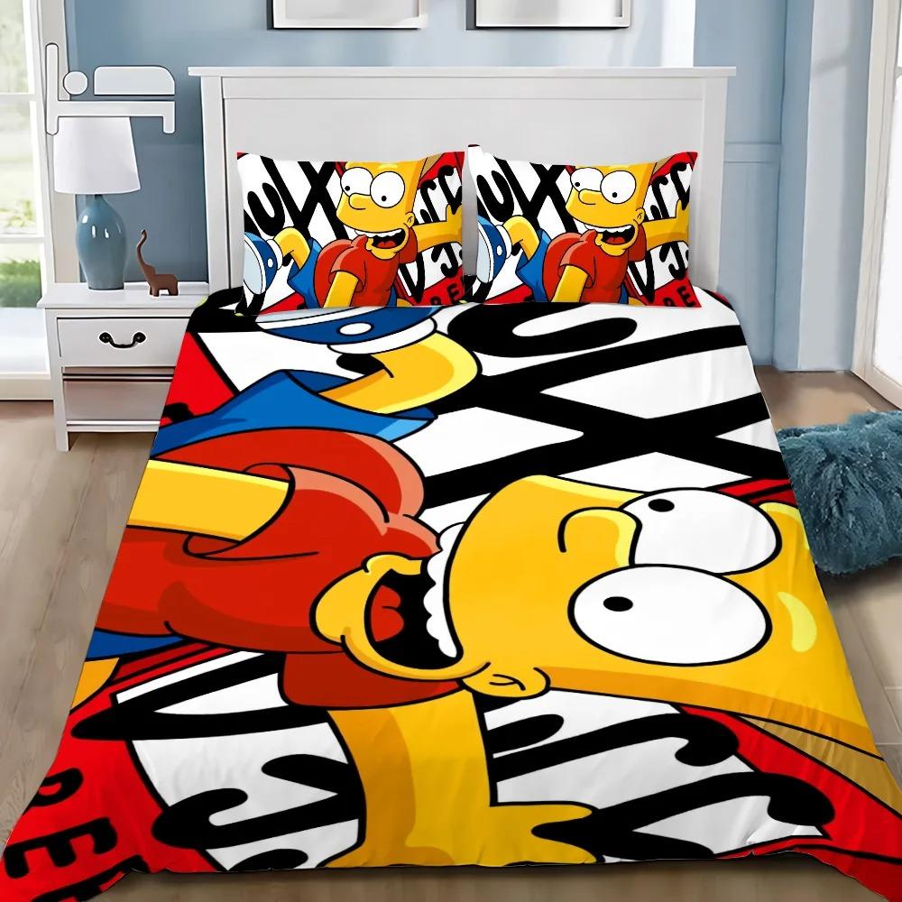 Exquisite Cartoon SS-Simpsonss Printing Bedding Set Duvet Cover Comforter Bed Youth Kids Girl Boys Gift Luxury Birthday Gift