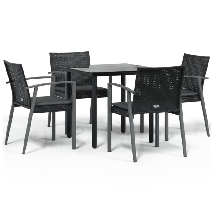 VidaXL Garden Dining Set 5 Pcs Cushions Woven Resin Steel 3186988