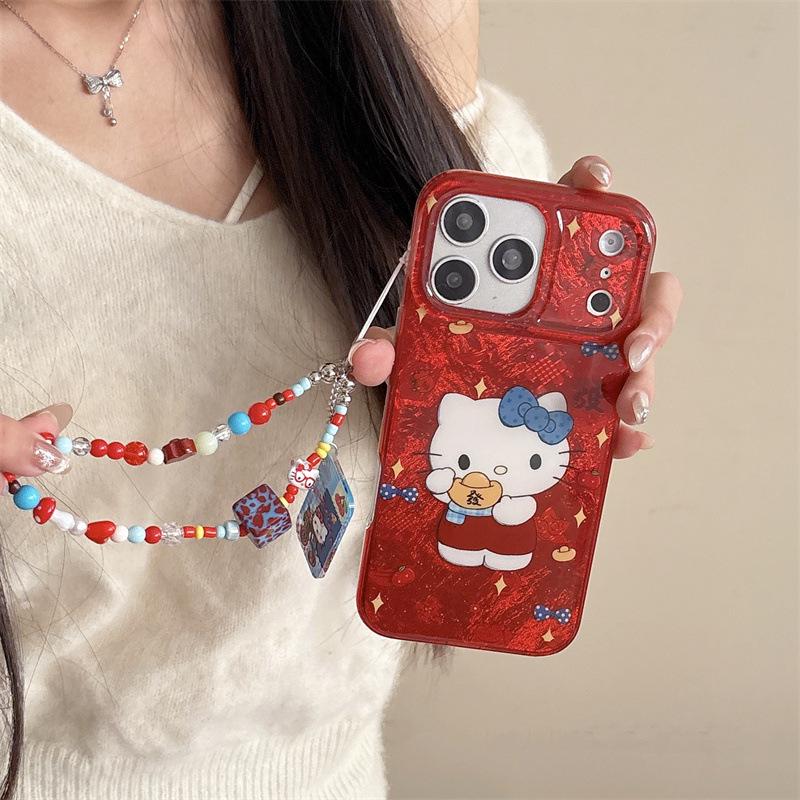 Праздничный чехол Hello Kitty в виде юаньбао для iPhone 14/15/16 Pro Max и iPhone 17